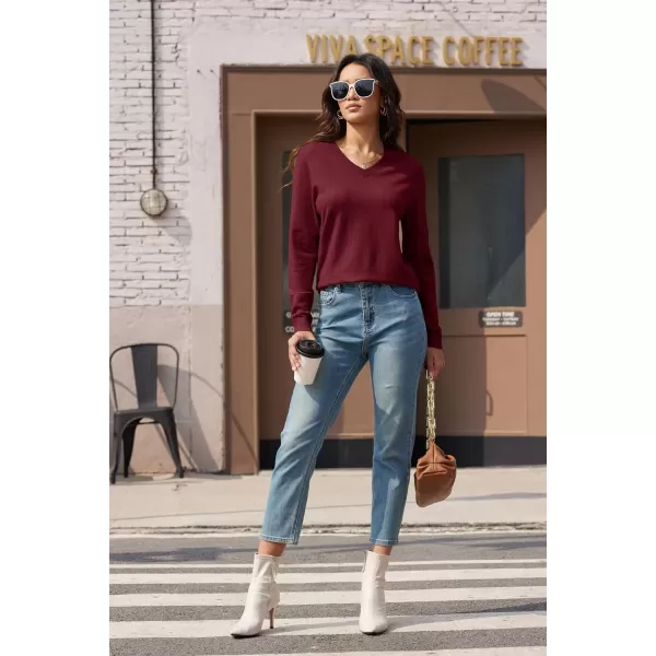 MAGCOMSEN Women's V Neck Sweater 2024 Spring Casual Long Sleeve Tops Knit Lightweight Pullover Sweaters Jumper