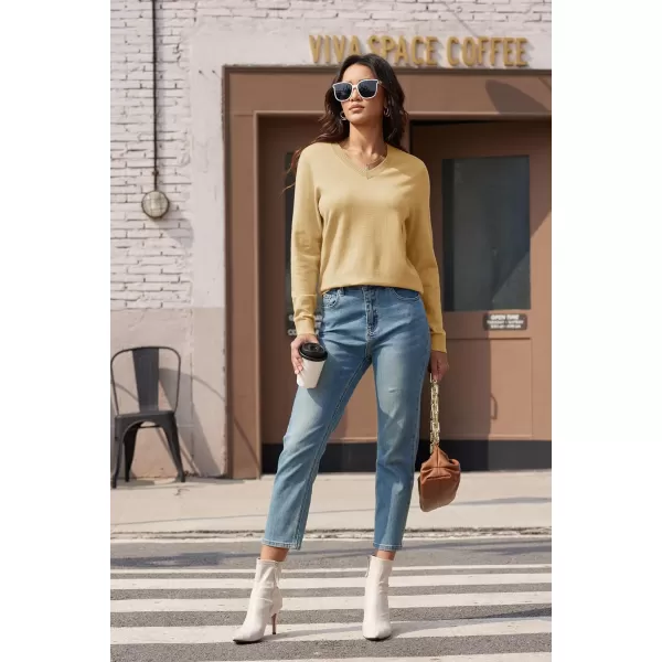 MAGCOMSEN Women's V Neck Sweater 2024 Spring Casual Long Sleeve Tops Knit Lightweight Pullover Sweaters Jumper