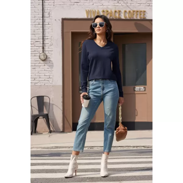 MAGCOMSEN Women's V Neck Sweater 2024 Spring Casual Long Sleeve Tops Knit Lightweight Pullover Sweaters Jumper