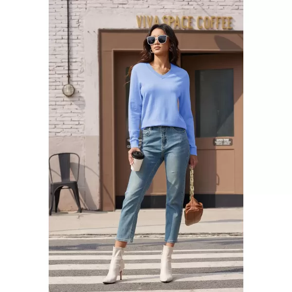 MAGCOMSEN Women's V Neck Sweater 2024 Spring Casual Long Sleeve Tops Knit Lightweight Pullover Sweaters Jumper