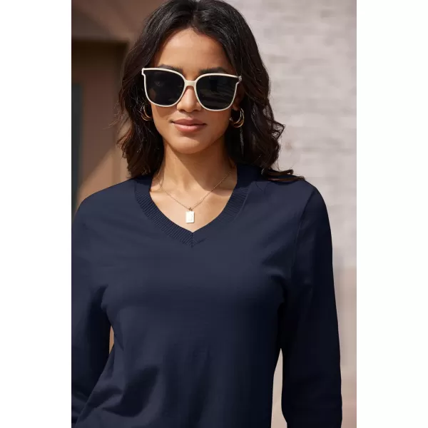 MAGCOMSEN Women's V Neck Sweater 2024 Spring Casual Long Sleeve Tops Knit Lightweight Pullover Sweaters Jumper
