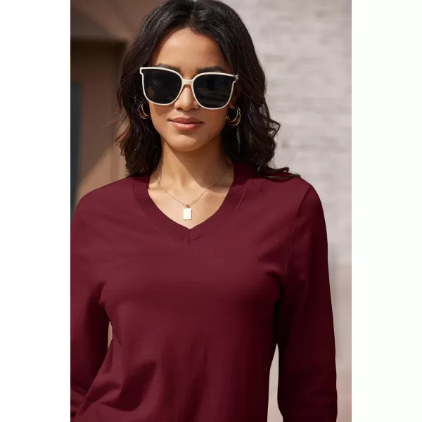 MAGCOMSEN Women's V Neck Sweater 2024 Spring Casual Long Sleeve Tops Knit Lightweight Pullover Sweaters Jumper