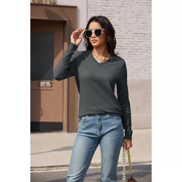 MAGCOMSEN Women's V Neck Sweater 2024 Spring Casual Long Sleeve Tops Knit Lightweight Pullover Sweaters Jumper