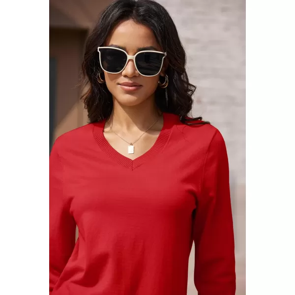 MAGCOMSEN Women's V Neck Sweater 2024 Spring Casual Long Sleeve Tops Knit Lightweight Pullover Sweaters Jumper