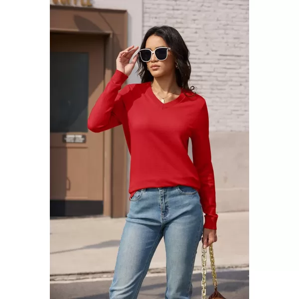 MAGCOMSEN Women's V Neck Sweater 2024 Spring Casual Long Sleeve Tops Knit Lightweight Pullover Sweaters Jumper