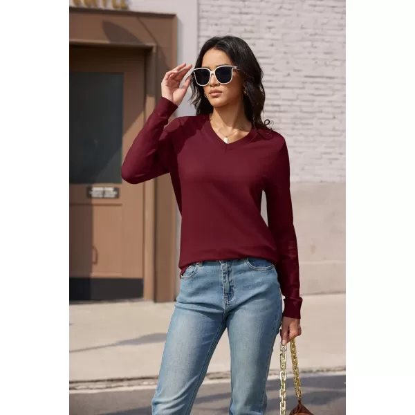 MAGCOMSEN Women's V Neck Sweater 2024 Spring Casual Long Sleeve Tops Knit Lightweight Pullover Sweaters Jumper