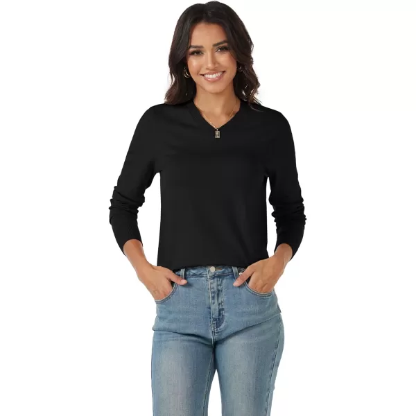 MAGCOMSEN Women's V Neck Sweater 2024 Spring Casual Long Sleeve Tops Knit Lightweight Pullover Sweaters Jumper