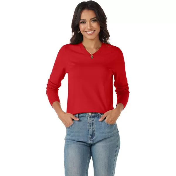 MAGCOMSEN Women's V Neck Sweater 2024 Spring Casual Long Sleeve Tops Knit Lightweight Pullover Sweaters Jumper