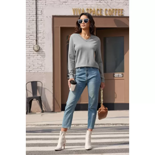 MAGCOMSEN Women's V Neck Sweater 2024 Spring Casual Long Sleeve Tops Knit Lightweight Pullover Sweaters Jumper