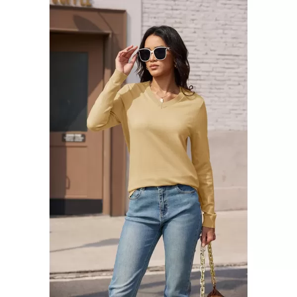 MAGCOMSEN Women's V Neck Sweater 2024 Spring Casual Long Sleeve Tops Knit Lightweight Pullover Sweaters Jumper