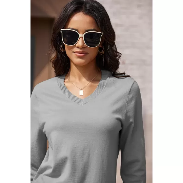 MAGCOMSEN Women's V Neck Sweater 2024 Spring Casual Long Sleeve Tops Knit Lightweight Pullover Sweaters Jumper