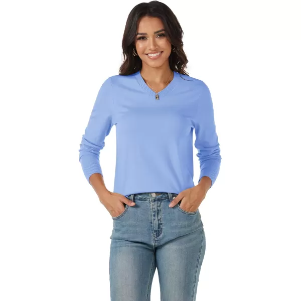 MAGCOMSEN Women's V Neck Sweater 2024 Spring Casual Long Sleeve Tops Knit Lightweight Pullover Sweaters Jumper