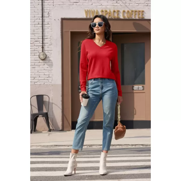 MAGCOMSEN Women's V Neck Sweater 2024 Spring Casual Long Sleeve Tops Knit Lightweight Pullover Sweaters Jumper