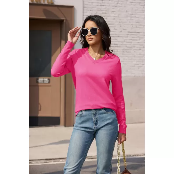 MAGCOMSEN Women's V Neck Sweater 2024 Spring Casual Long Sleeve Tops Knit Lightweight Pullover Sweaters Jumper