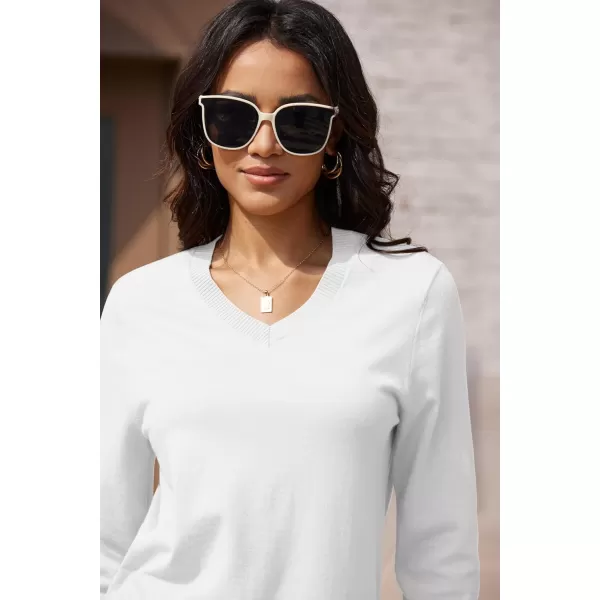 MAGCOMSEN Women's V Neck Sweater 2024 Spring Casual Long Sleeve Tops Knit Lightweight Pullover Sweaters Jumper