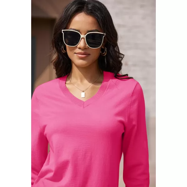 MAGCOMSEN Women's V Neck Sweater 2024 Spring Casual Long Sleeve Tops Knit Lightweight Pullover Sweaters Jumper
