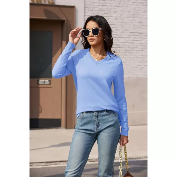 MAGCOMSEN Women's V Neck Sweater 2024 Spring Casual Long Sleeve Tops Knit Lightweight Pullover Sweaters Jumper