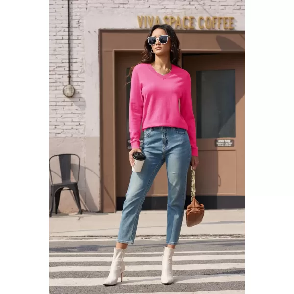 MAGCOMSEN Women's V Neck Sweater 2024 Spring Casual Long Sleeve Tops Knit Lightweight Pullover Sweaters Jumper