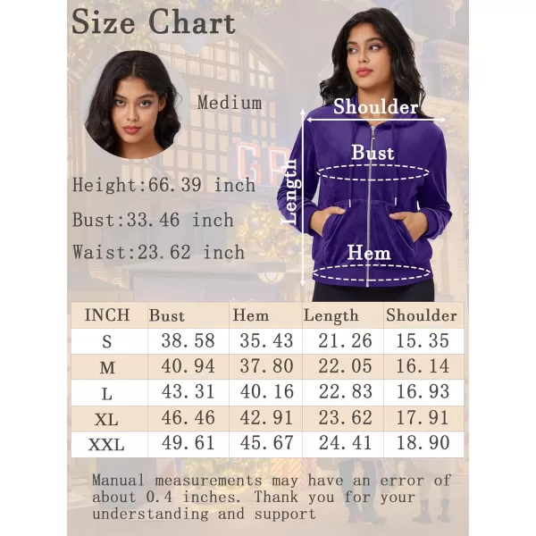 MAGCOMSEN Women's Velour Crop Hoodie Jacket Long Sleeve Zip Up Tops Soft Casual Velvet Jacket with Pockets