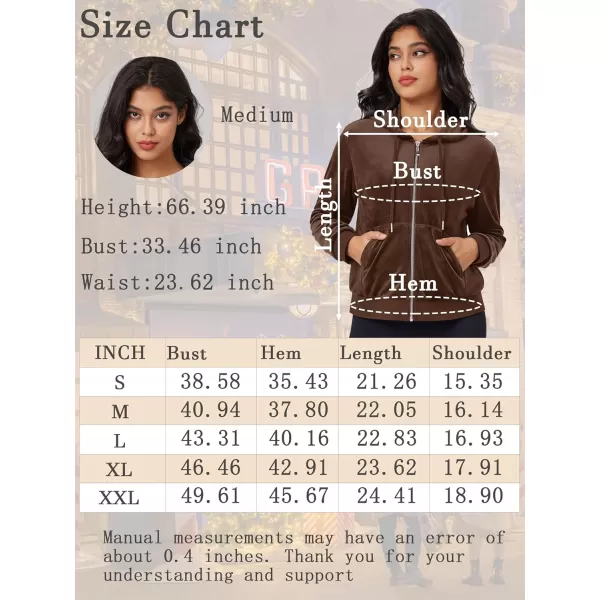 MAGCOMSEN Women's Velour Crop Hoodie Jacket Long Sleeve Zip Up Tops Soft Casual Velvet Jacket with Pockets