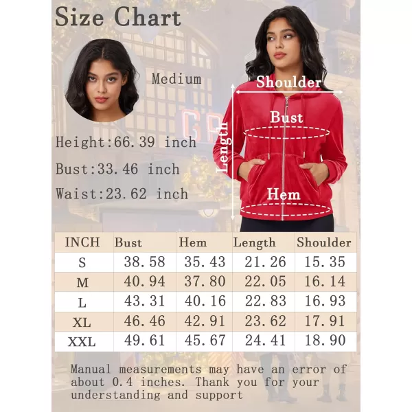 MAGCOMSEN Women's Velour Crop Hoodie Jacket Long Sleeve Zip Up Tops Soft Casual Velvet Jacket with Pockets