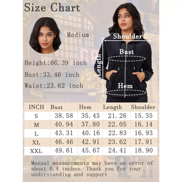 MAGCOMSEN Women's Velour Crop Hoodie Jacket Long Sleeve Zip Up Tops Soft Casual Velvet Jacket with Pockets