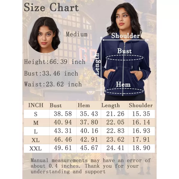 MAGCOMSEN Women's Velour Crop Hoodie Jacket Long Sleeve Zip Up Tops Soft Casual Velvet Jacket with Pockets