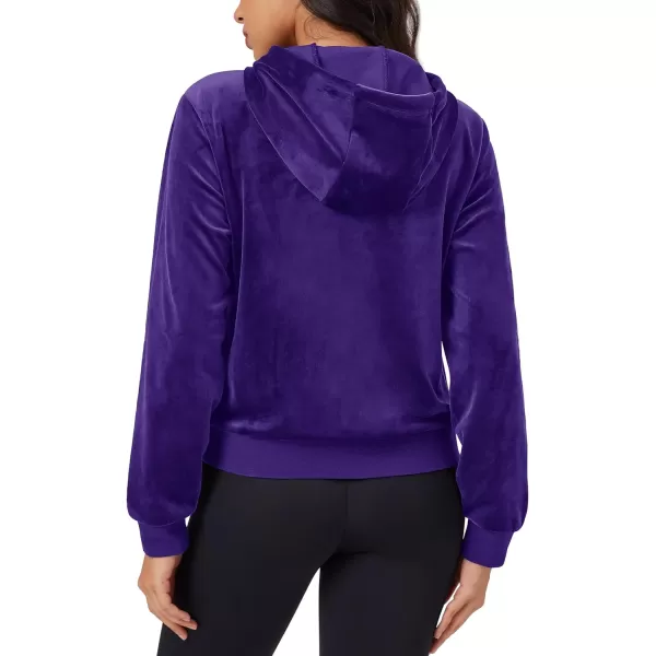 MAGCOMSEN Women's Velour Crop Hoodie Jacket Long Sleeve Zip Up Tops Soft Casual Velvet Jacket with Pockets