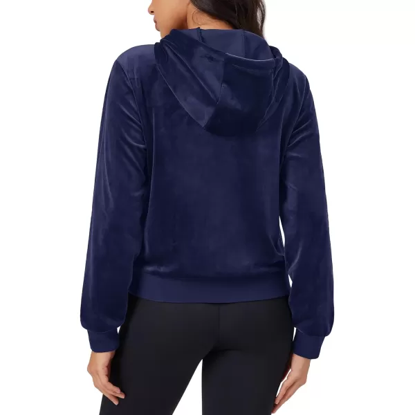 MAGCOMSEN Women's Velour Crop Hoodie Jacket Long Sleeve Zip Up Tops Soft Casual Velvet Jacket with Pockets