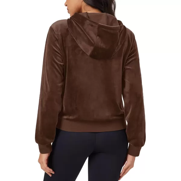 MAGCOMSEN Women's Velour Crop Hoodie Jacket Long Sleeve Zip Up Tops Soft Casual Velvet Jacket with Pockets