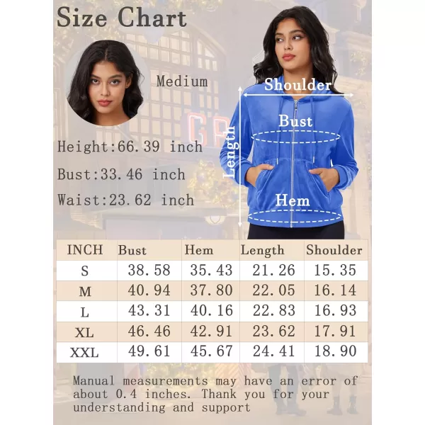 MAGCOMSEN Women's Velour Crop Hoodie Jacket Long Sleeve Zip Up Tops Soft Casual Velvet Jacket with Pockets