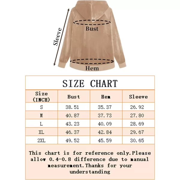 MAGCOMSEN Women's Velour Hooded Jacket Long Sleeve Full Zip Outerwear Soft Warm Velvet Jacket with Side Pockets