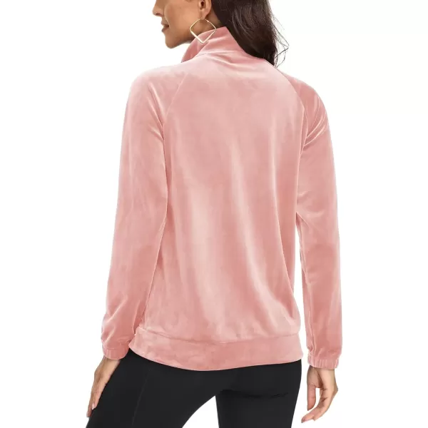 MAGCOMSEN Women's Velour Jackets Full Zip-up Velvet Top 2 Zipper Pockets Lightweight Soft Casual Sweatshirt Jacket