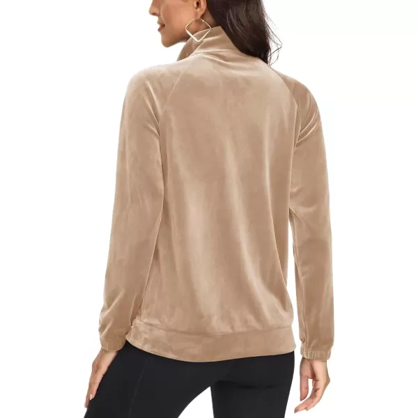 MAGCOMSEN Women's Velour Jackets Full Zip-up Velvet Top 2 Zipper Pockets Lightweight Soft Casual Sweatshirt Jacket