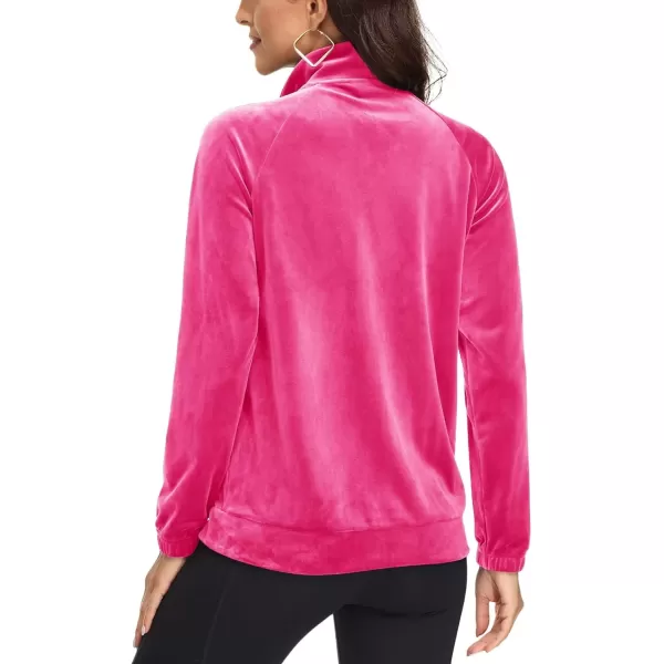 MAGCOMSEN Women's Velour Jackets Full Zip-up Velvet Top 2 Zipper Pockets Lightweight Soft Casual Sweatshirt Jacket