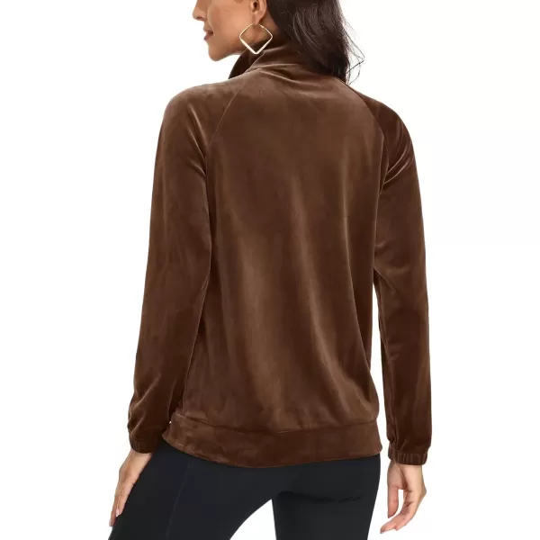 MAGCOMSEN Women's Velour Jackets Full Zip-up Velvet Top 2 Zipper Pockets Lightweight Soft Casual Sweatshirt Jacket
