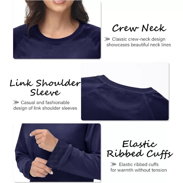 MAGCOMSEN Women's Velour Sweatshirts Crewneck Long Sleeve Casual Pullover Soft Warm Shirts Velvet Tops Winter Fall