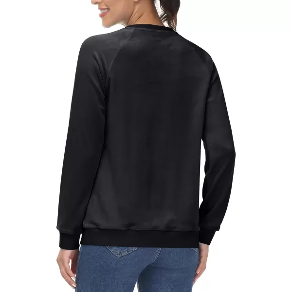 MAGCOMSEN Women's Velour Sweatshirts Crewneck Long Sleeve Casual Pullover Soft Warm Shirts Velvet Tops Winter Fall