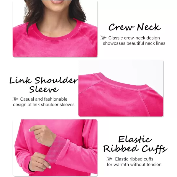 MAGCOMSEN Women's Velour Sweatshirts Crewneck Long Sleeve Casual Pullover Soft Warm Shirts Velvet Tops Winter Fall