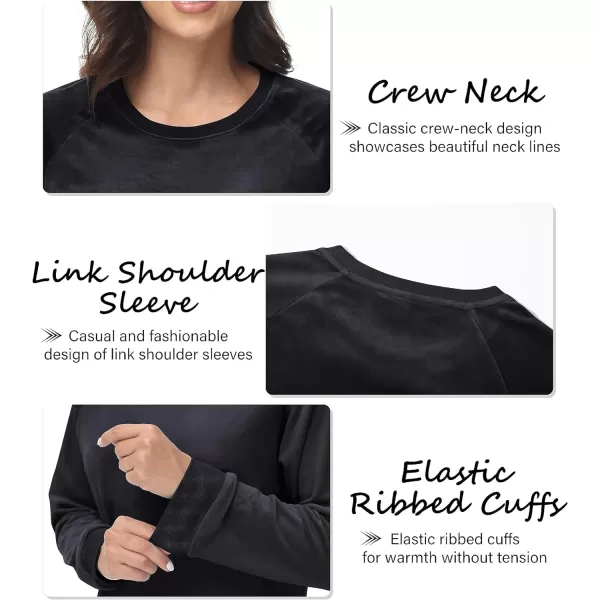 MAGCOMSEN Women's Velour Sweatshirts Crewneck Long Sleeve Casual Pullover Soft Warm Shirts Velvet Tops Winter Fall