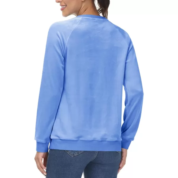 MAGCOMSEN Women's Velour Sweatshirts Crewneck Long Sleeve Casual Pullover Soft Warm Shirts Velvet Tops Winter Fall