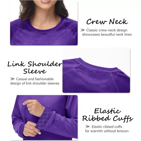 MAGCOMSEN Women's Velour Sweatshirts Crewneck Long Sleeve Casual Pullover Soft Warm Shirts Velvet Tops Winter Fall