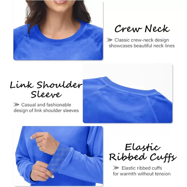 MAGCOMSEN Women's Velour Sweatshirts Crewneck Long Sleeve Casual Pullover Soft Warm Shirts Velvet Tops Winter Fall