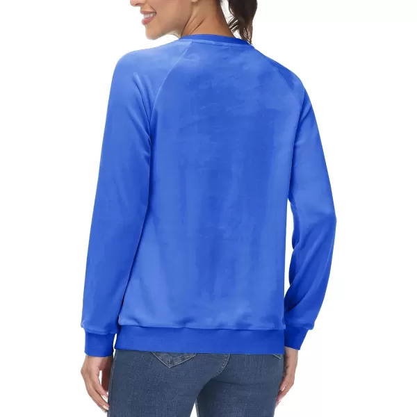 MAGCOMSEN Women's Velour Sweatshirts Crewneck Long Sleeve Casual Pullover Soft Warm Shirts Velvet Tops Winter Fall