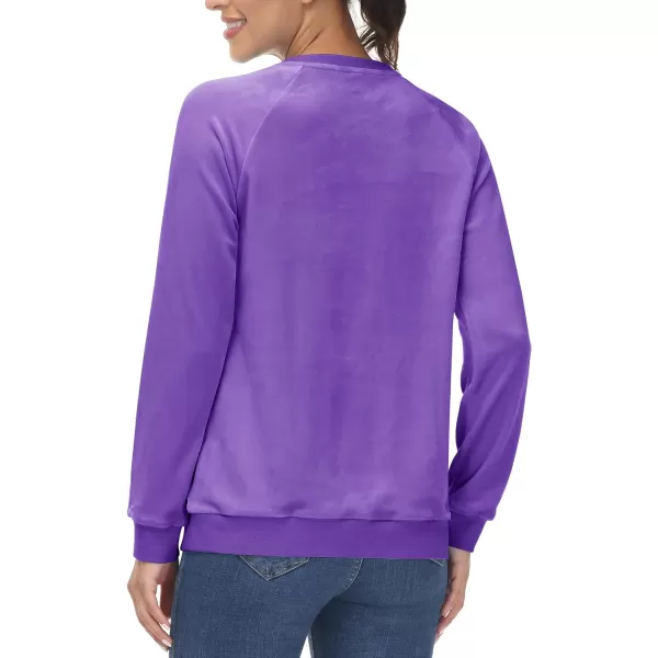 MAGCOMSEN Women's Velour Sweatshirts Crewneck Long Sleeve Casual Pullover Soft Warm Shirts Velvet Tops Winter Fall