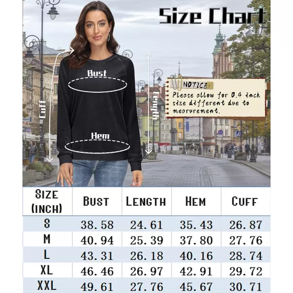 MAGCOMSEN Women's Velour Sweatshirts Crewneck Long Sleeve Casual Pullover Soft Warm Shirts Velvet Tops Winter Fall