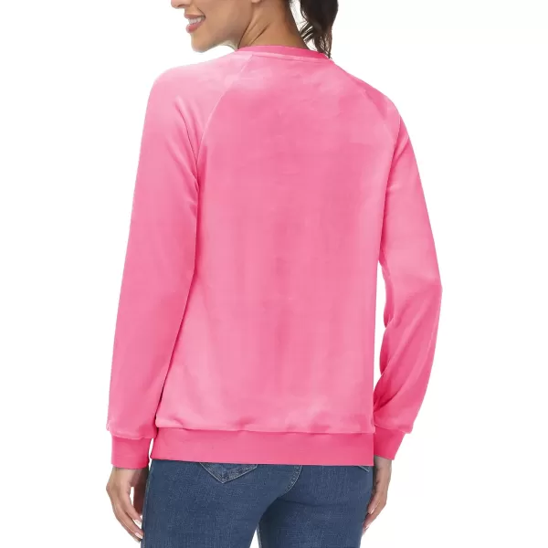 MAGCOMSEN Women's Velour Sweatshirts Crewneck Long Sleeve Casual Pullover Soft Warm Shirts Velvet Tops Winter Fall