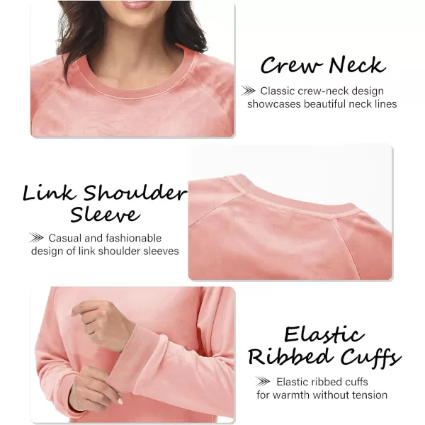 MAGCOMSEN Women's Velour Sweatshirts Crewneck Long Sleeve Casual Pullover Soft Warm Shirts Velvet Tops Winter Fall