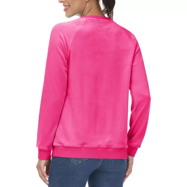MAGCOMSEN Women's Velour Sweatshirts Crewneck Long Sleeve Casual Pullover Soft Warm Shirts Velvet Tops Winter Fall