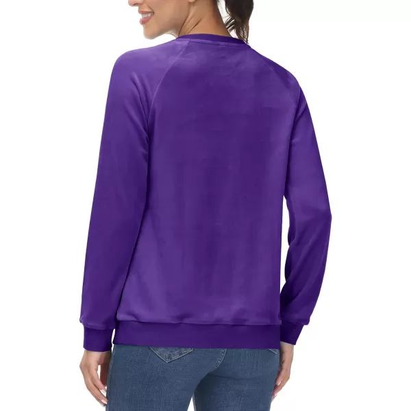 MAGCOMSEN Women's Velour Sweatshirts Crewneck Long Sleeve Casual Pullover Soft Warm Shirts Velvet Tops Winter Fall